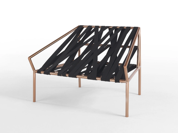 LIGOMANCER - Armchair with metal armrests and elastic bands by JCP UNIVERSE - view 3